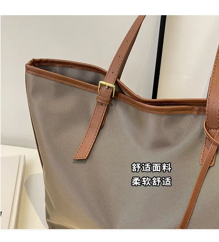 Women Large Capacity Nylon Tote Bag Brown — feature 5