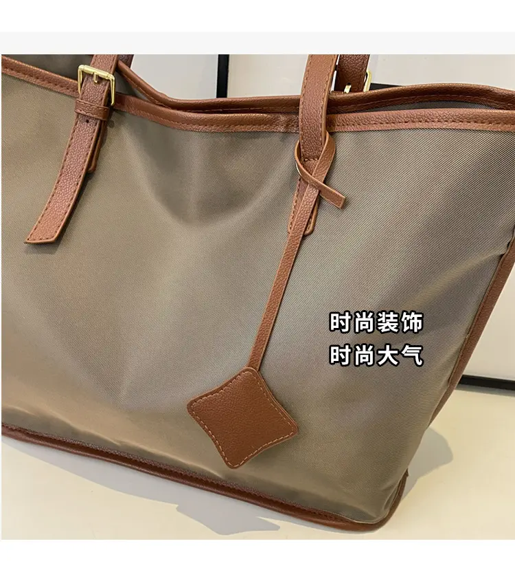Women Large Capacity Nylon Tote Bag Brown — feature 6