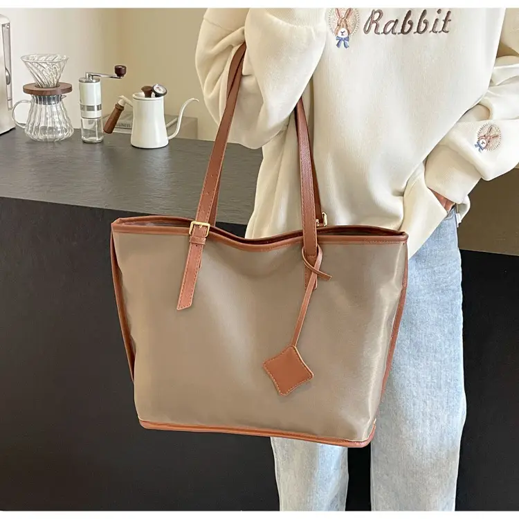 Women Large Capacity Nylon Tote Bag Brown — feature 8
