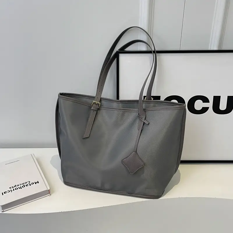 Women Large Capacity Nylon Tote Bag Brown - Image 2