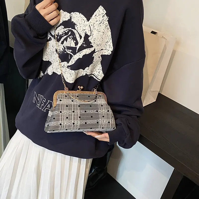 Women's Lace Plaid Shell Crossbody Bag 2024 - Image 5