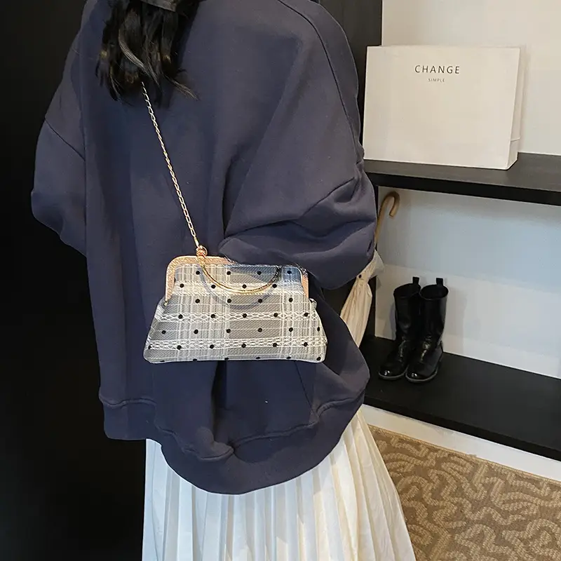 Women's Lace Plaid Shell Crossbody Bag 2024 - Image 6