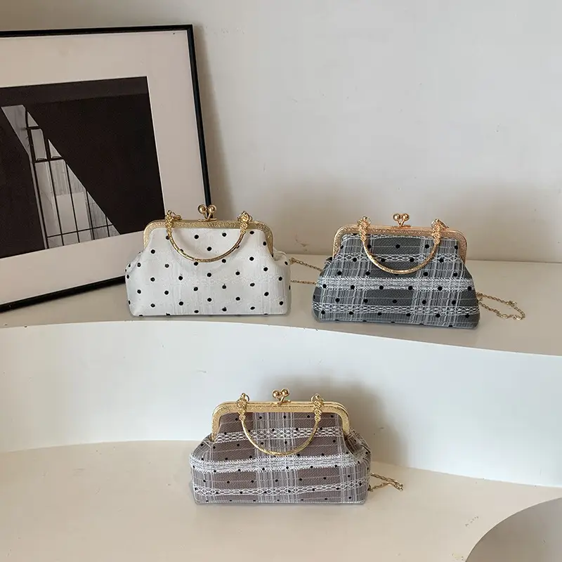 Women's Lace Plaid Shell Crossbody Bag 2024 - Image 7