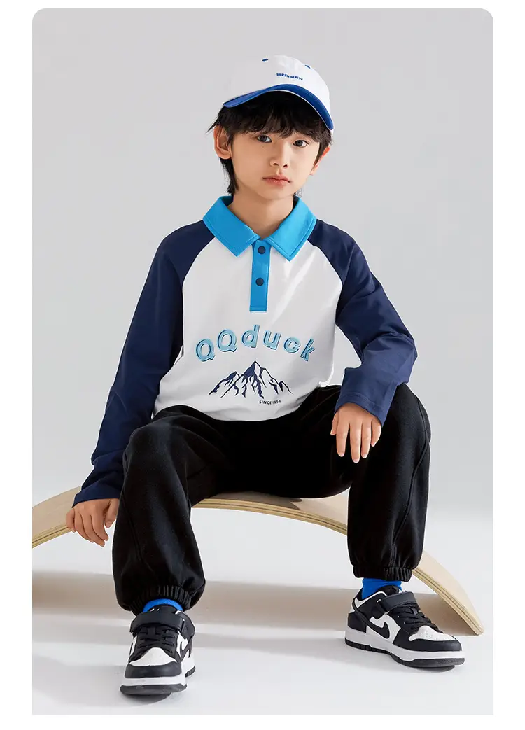 QQduck Boys Polo Shirt Long Sleeve Cotton T-Shirt — feature 13