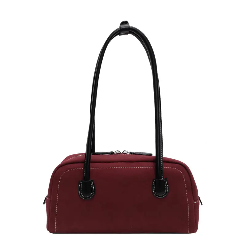 Women's Brown Suede Shoulder Bag with Long Handle - Image 3