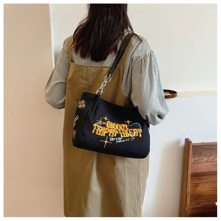 Women Canvas Bag Autumn 2024 Textured Blue Single Shoulder — feature 13