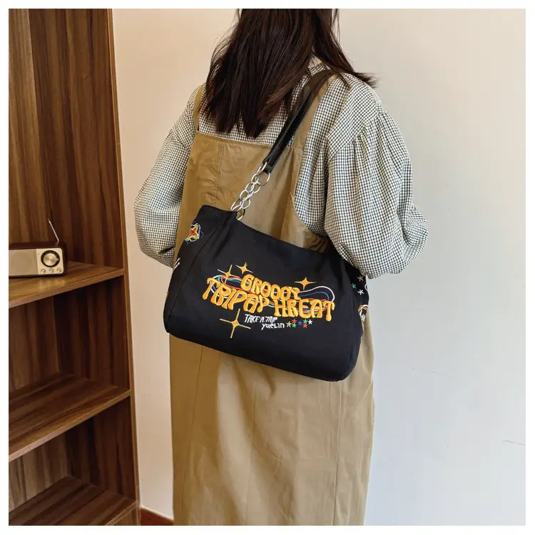 Women Canvas Bag Autumn 2024 Textured Blue Single Shoulder — feature 14