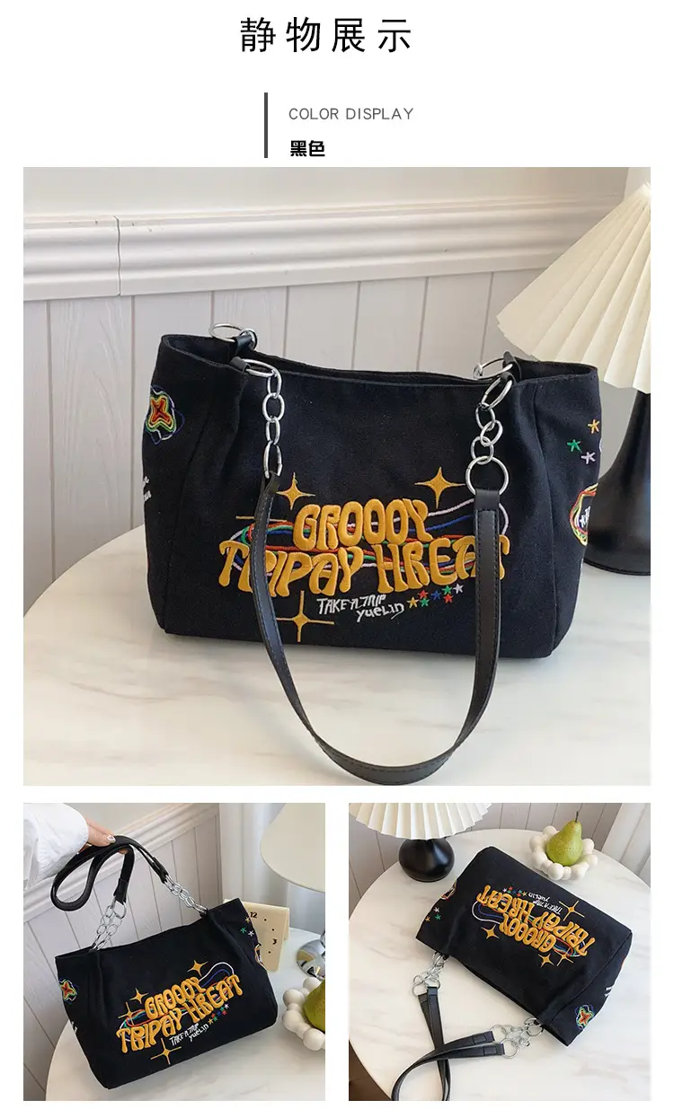 Women Canvas Bag Autumn 2024 Textured Blue Single Shoulder — feature 18