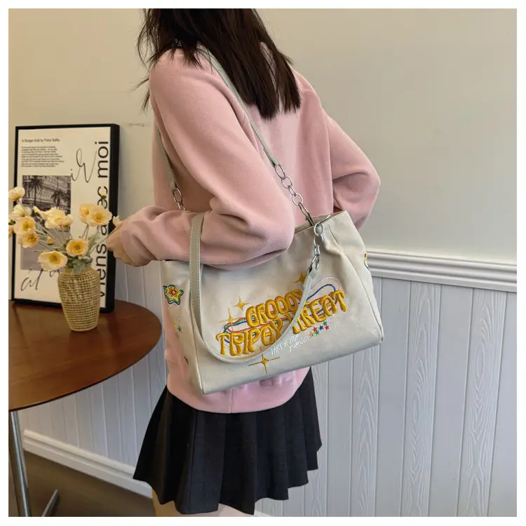 Women Canvas Bag Autumn 2024 Textured Blue Single Shoulder — feature 9