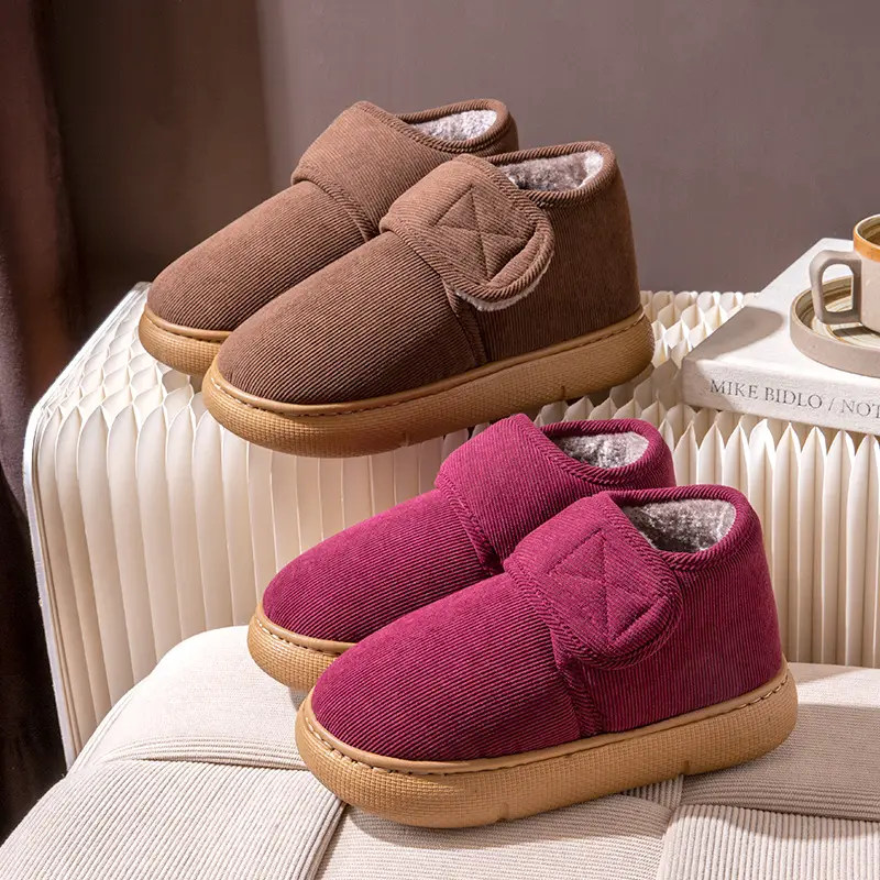 Men's Cotton Slippers for Autumn and Winter, Indoor Home Use, Fleece-Lined, Warm, Non-Slip, Thick-Soled Cotton Shoes, 2026 New Model, Suitable for Outdoor Wear, for Middle-Aged and Elderly