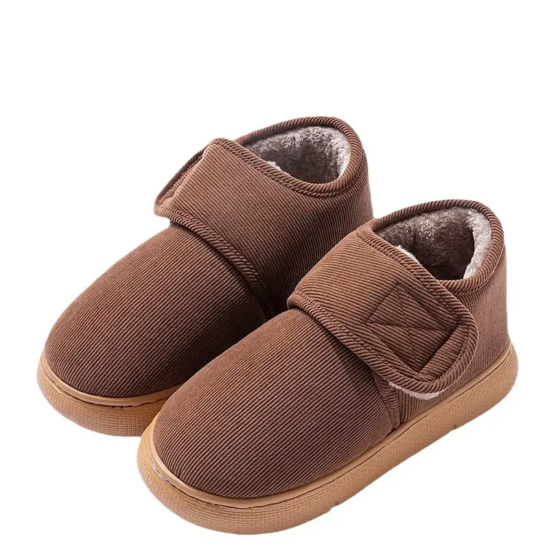 Men's Cotton Slippers for Autumn and Winter, Indoor Home Use, Fleece-Lined, Warm, Non-Slip, Thick-Soled Cotton Shoes, 2026 New Model, Suitable for Outdoor Wear, for Middle-Aged and Elderly