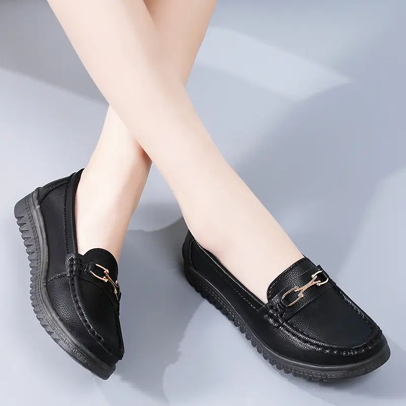 Bean Shoes Women's 2024 Spring New Soft-soled Casual Single-layer Shoes All-match Korean-style Bean Shoes Lazy Wedge Shoes for Moms - Image 6