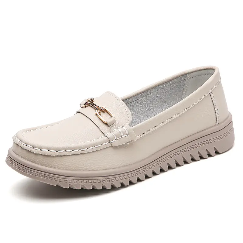 Bean Shoes Women's 2024 Spring New Soft-soled Casual Single-layer Shoes All-match Korean-style Bean Shoes Lazy Wedge Shoes for Moms - Image 8