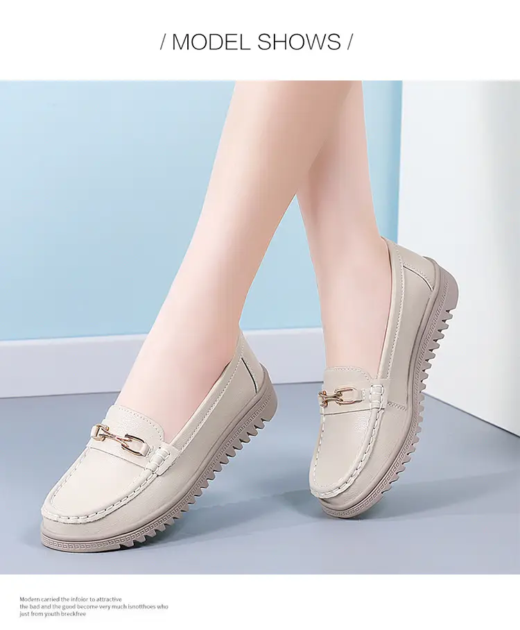 Bean Shoes Women's 2024 Spring New Soft-soled Casual Single-layer Shoes All-match Korean-style Bean Shoes Lazy Wedge Shoes for Moms — feature 12