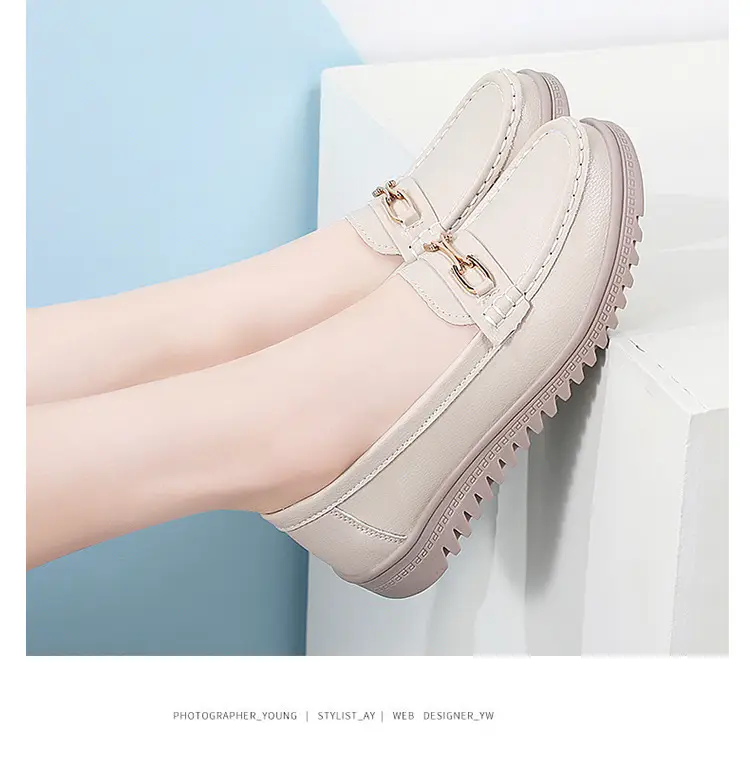 Bean Shoes Women's 2024 Spring New Soft-soled Casual Single-layer Shoes All-match Korean-style Bean Shoes Lazy Wedge Shoes for Moms — feature 13