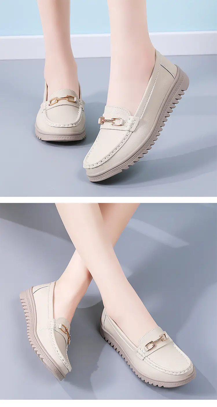 Bean Shoes Women's 2024 Spring New Soft-soled Casual Single-layer Shoes All-match Korean-style Bean Shoes Lazy Wedge Shoes for Moms — feature 14