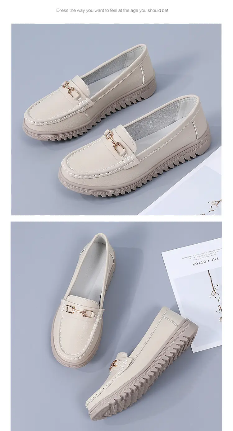 Bean Shoes Women's 2024 Spring New Soft-soled Casual Single-layer Shoes All-match Korean-style Bean Shoes Lazy Wedge Shoes for Moms — feature 15