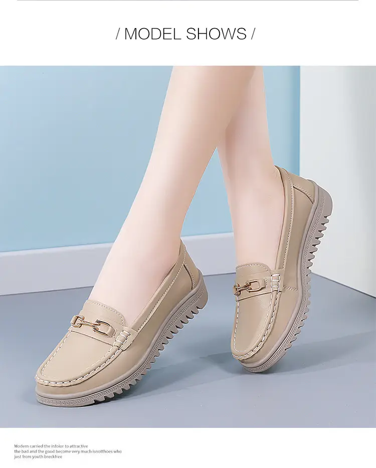 Bean Shoes Women's 2024 Spring New Soft-soled Casual Single-layer Shoes All-match Korean-style Bean Shoes Lazy Wedge Shoes for Moms — feature 16