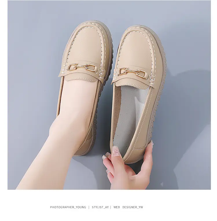 Bean Shoes Women's 2024 Spring New Soft-soled Casual Single-layer Shoes All-match Korean-style Bean Shoes Lazy Wedge Shoes for Moms — feature 17