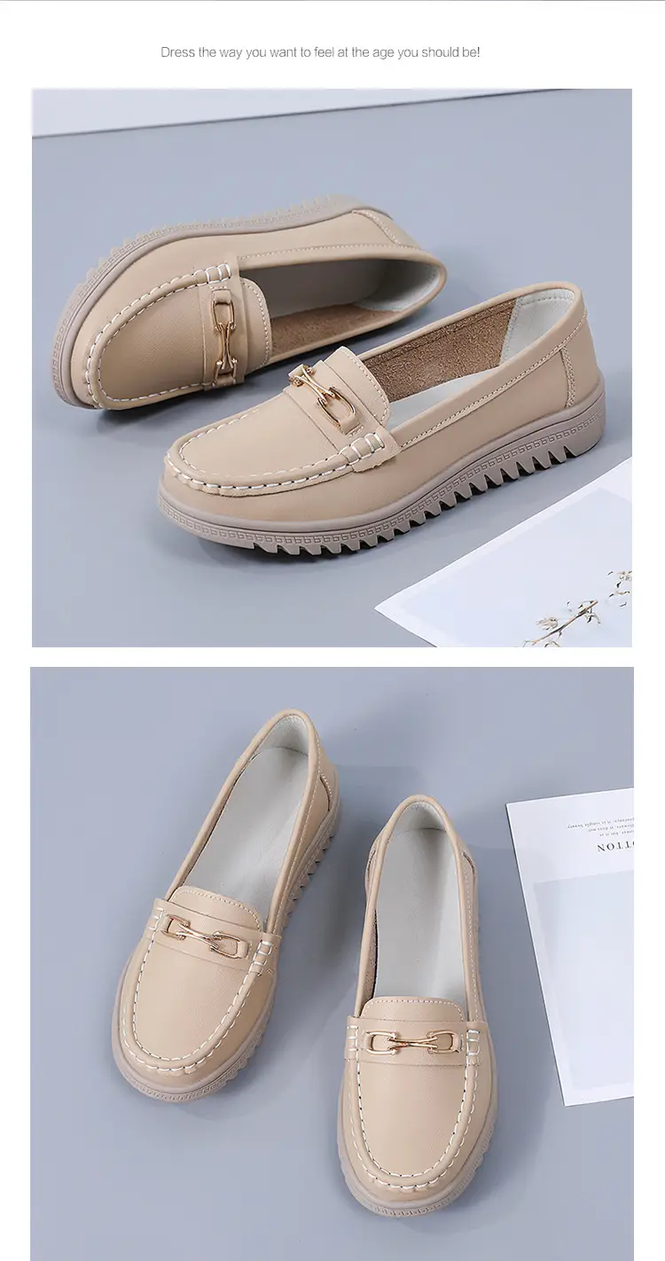 Bean Shoes Women's 2024 Spring New Soft-soled Casual Single-layer Shoes All-match Korean-style Bean Shoes Lazy Wedge Shoes for Moms — feature 19