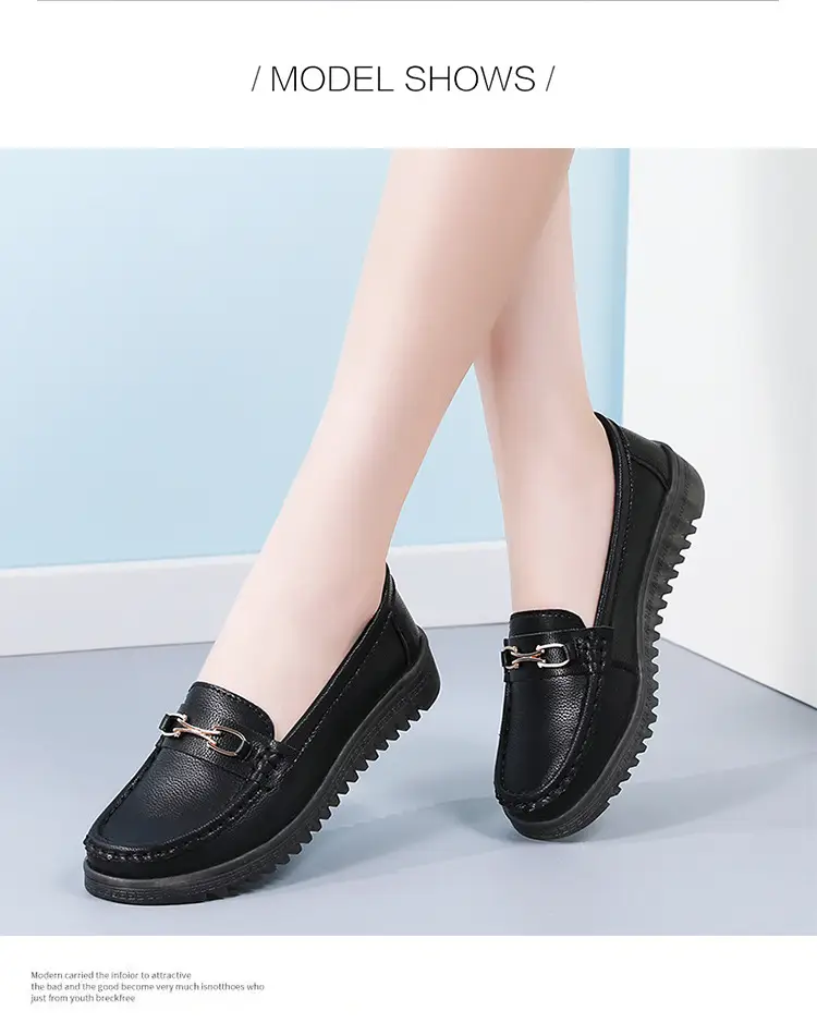 Bean Shoes Women's 2024 Spring New Soft-soled Casual Single-layer Shoes All-match Korean-style Bean Shoes Lazy Wedge Shoes for Moms — feature 20