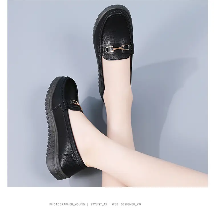 Bean Shoes Women's 2024 Spring New Soft-soled Casual Single-layer Shoes All-match Korean-style Bean Shoes Lazy Wedge Shoes for Moms — feature 21