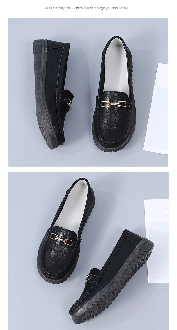 Bean Shoes Women's 2024 Spring New Soft-soled Casual Single-layer Shoes All-match Korean-style Bean Shoes Lazy Wedge Shoes for Moms — feature 23