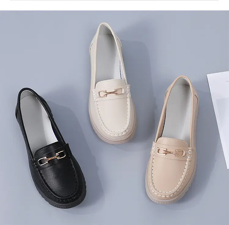 Bean Shoes Women's 2024 Spring New Soft-soled Casual Single-layer Shoes All-match Korean-style Bean Shoes Lazy Wedge Shoes for Moms — feature 24
