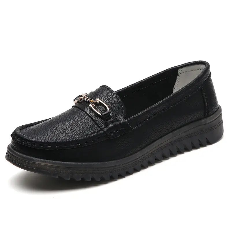 Bean Shoes Women's 2024 Spring New Soft-soled Casual Single-layer Shoes All-match Korean-style Bean Shoes Lazy Wedge Shoes for Moms - Image 2