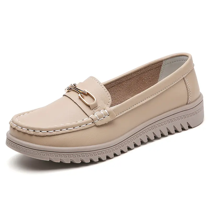 Bean Shoes Women's 2024 Spring New Soft-soled Casual Single-layer Shoes All-match Korean-style Bean Shoes Lazy Wedge Shoes for Moms - Image 3