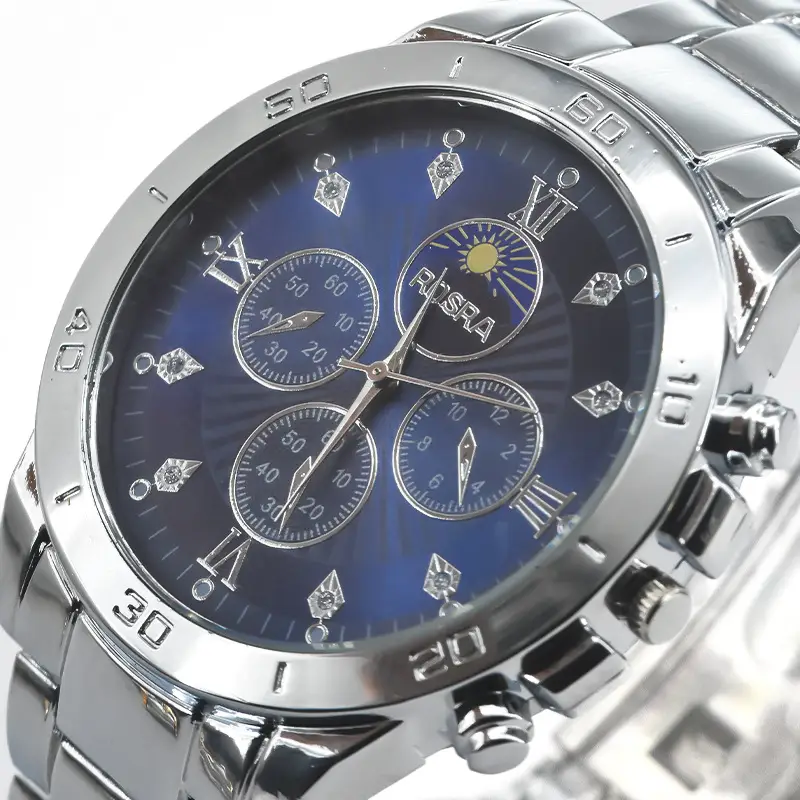 Gold Cross-Eye Men's Chronograph Watch with Steel Band - Image 11