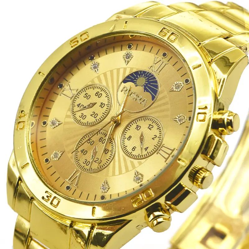 Gold Cross-Eye Men's Chronograph Watch with Steel Band - Image 12