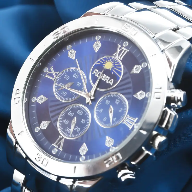 Gold Cross-Eye Men's Chronograph Watch with Steel Band — feature 14