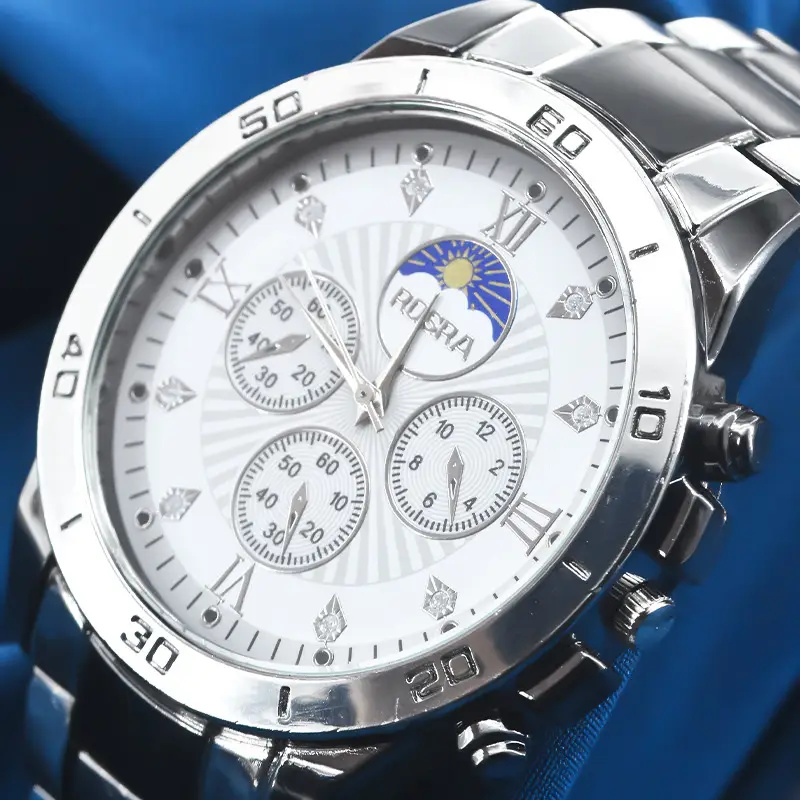 Gold Cross-Eye Men's Chronograph Watch with Steel Band — feature 20