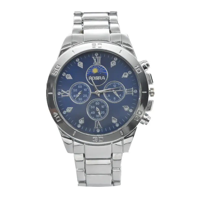 Gold Cross-Eye Men's Chronograph Watch with Steel Band - Image 2