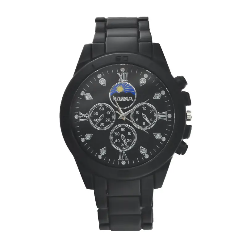 Gold Cross-Eye Men's Chronograph Watch with Steel Band - Image 3