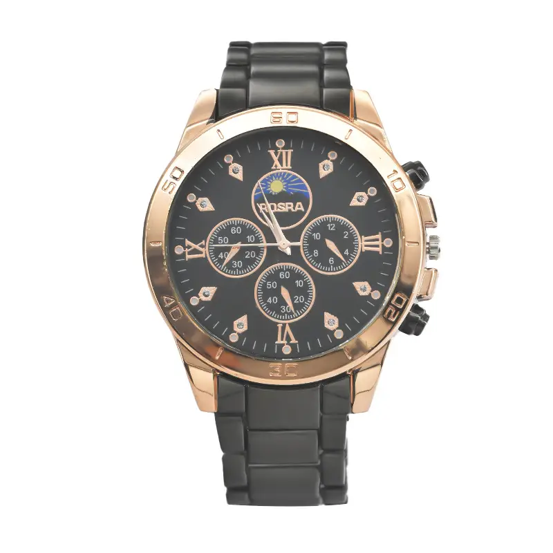 Gold Cross-Eye Men's Chronograph Watch with Steel Band - Image 5