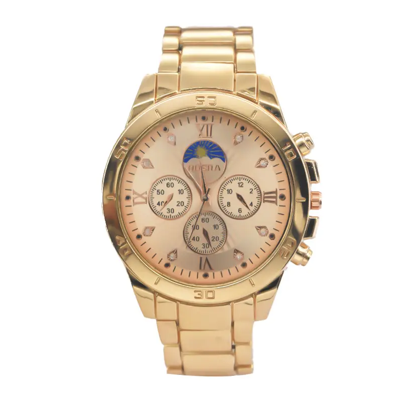 Gold Cross-Eye Men's Chronograph Watch with Steel Band - Image 7