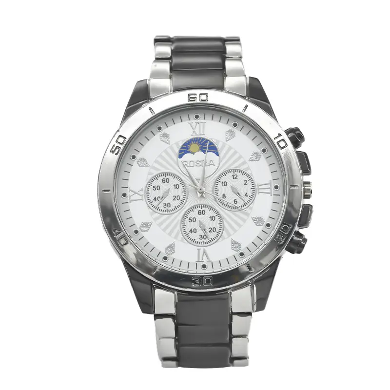 Gold Cross-Eye Men's Chronograph Watch with Steel Band - Image 8