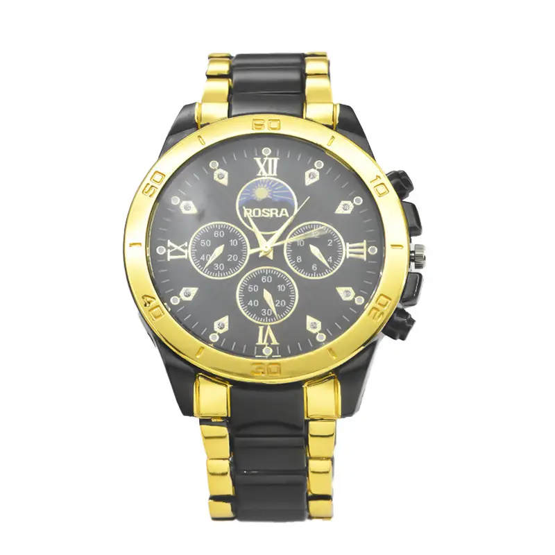 Gold Cross-Eye Men's Chronograph Watch with Steel Band - Image 9