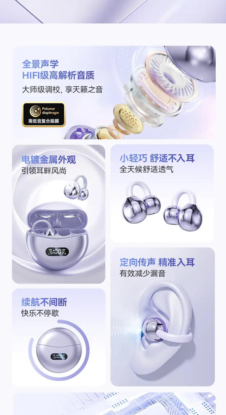 M79 Bluetooth Headset 2024 New Wireless Clip Ear Not Ear High Sound Quality Bone Conduction Running Special — feature 4