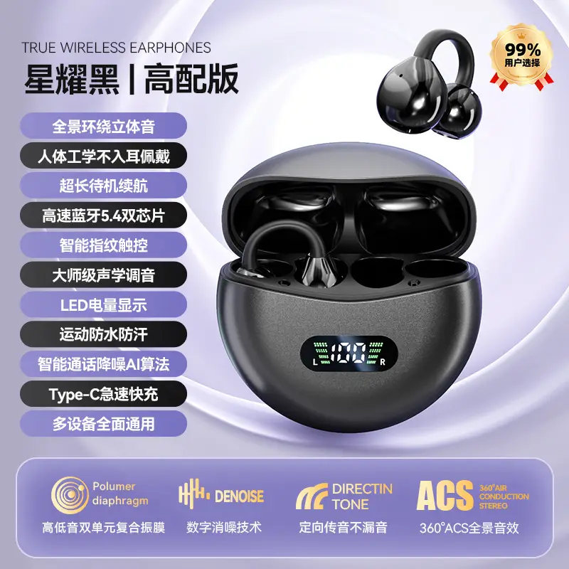 M79 Bluetooth Headset 2024 New Wireless Clip Ear Not Ear High Sound Quality Bone Conduction Running Special