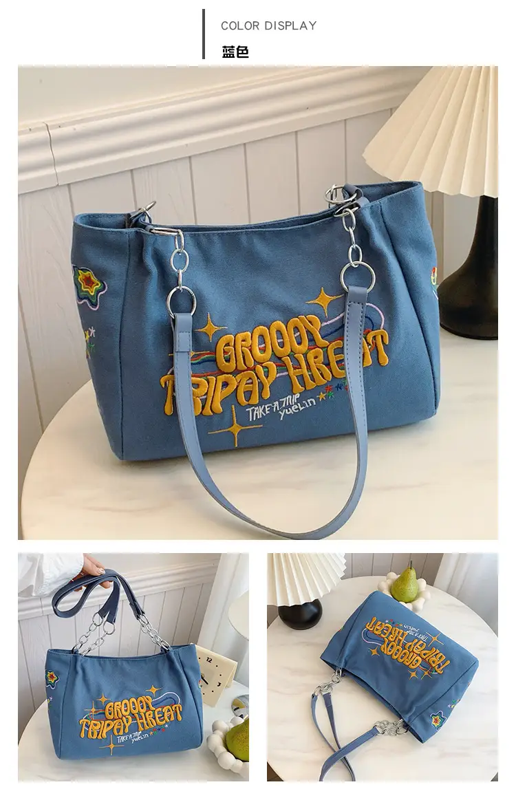 Black Graphic Canvas Shoulder Bag for Women 2024 — feature 24