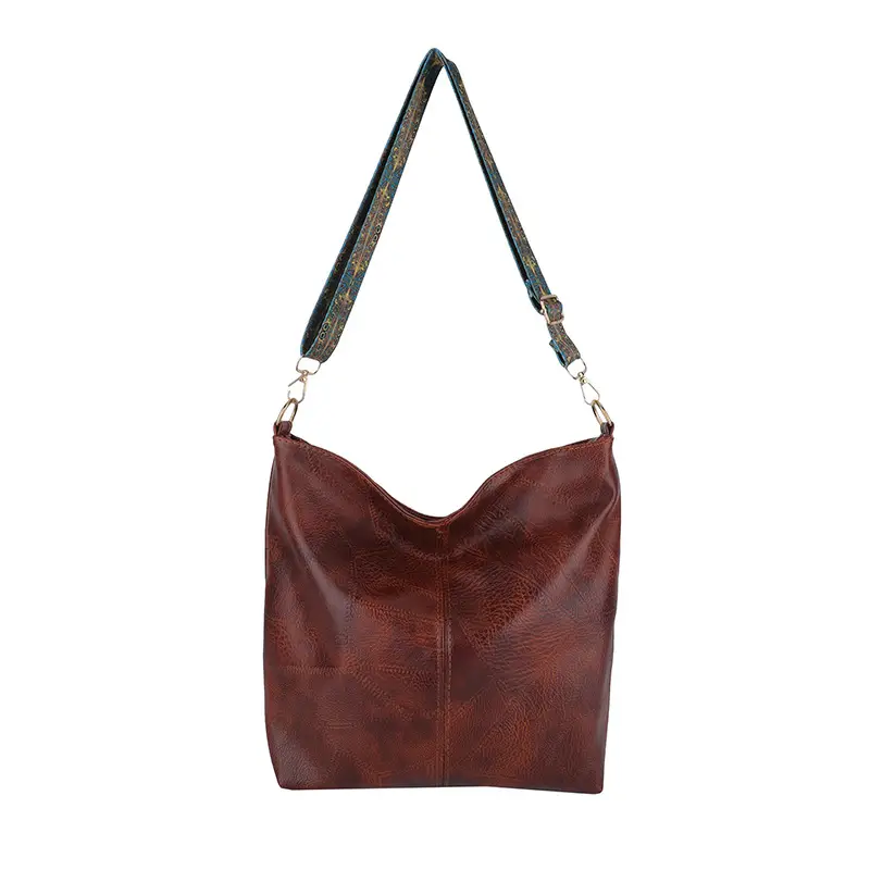 Retro Brown Leather Shoulder Bag with Wide Strap - Image 10