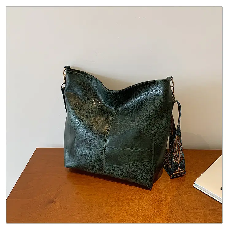 Retro Brown Leather Shoulder Bag with Wide Strap — feature 33