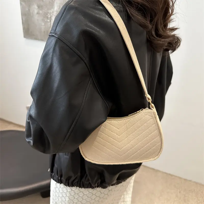 Rhomboid Shoulder Bag Grey Gold Pom Pom - Image 16