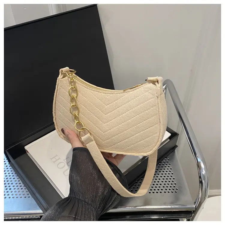 Rhomboid Shoulder Bag Grey Gold Pom Pom — feature 32
