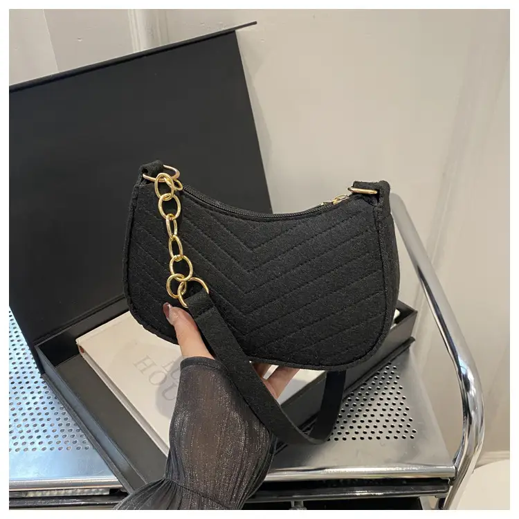 Rhomboid Shoulder Bag Grey Gold Pom Pom — feature 36