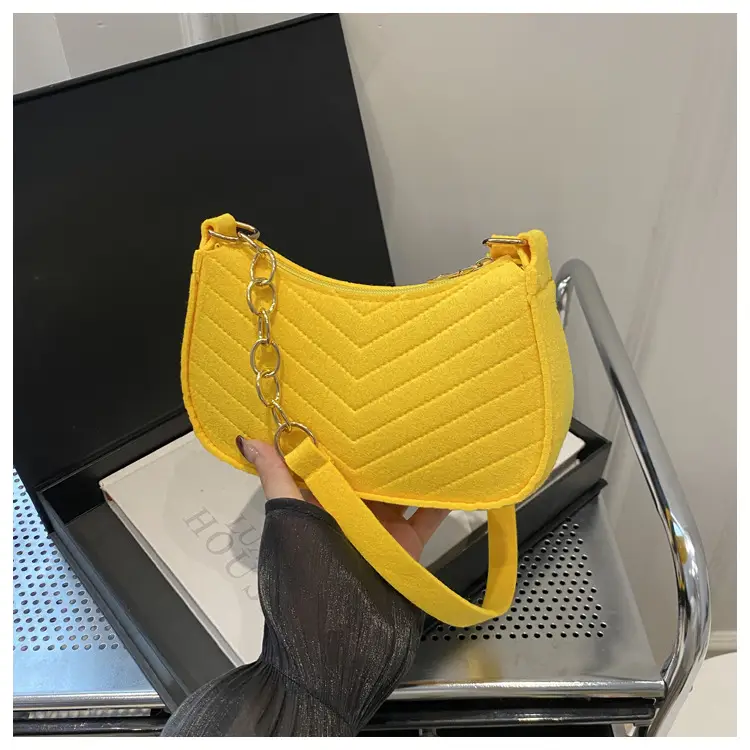 Rhomboid Shoulder Bag Grey Gold Pom Pom — feature 37