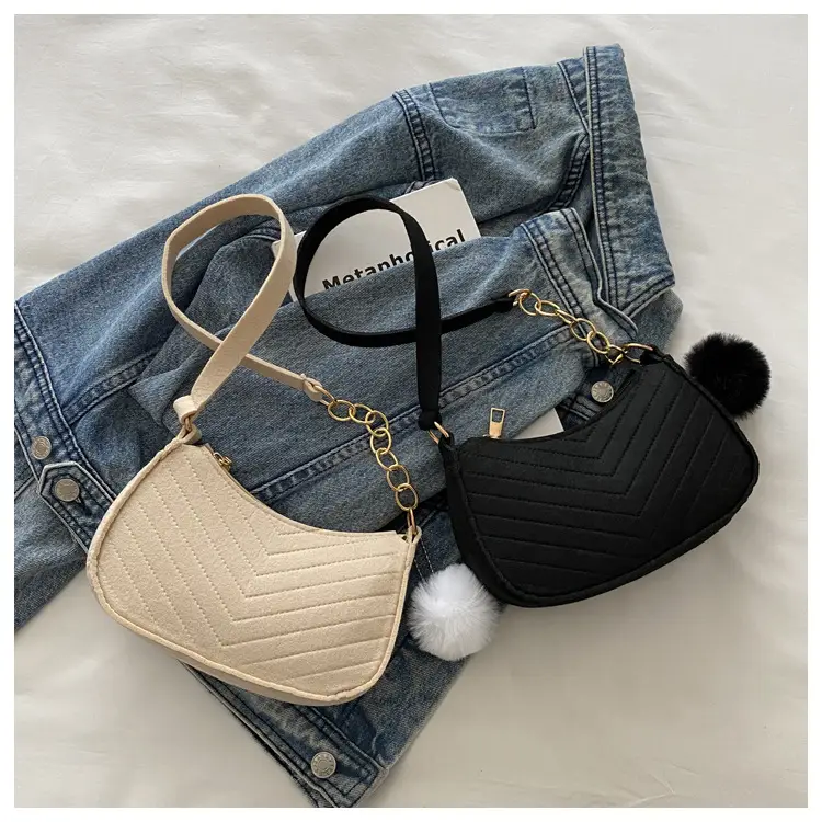Rhomboid Shoulder Bag Grey Gold Pom Pom — feature 39
